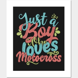 Just A Boy Who Loves Motocross Gift graphic Posters and Art